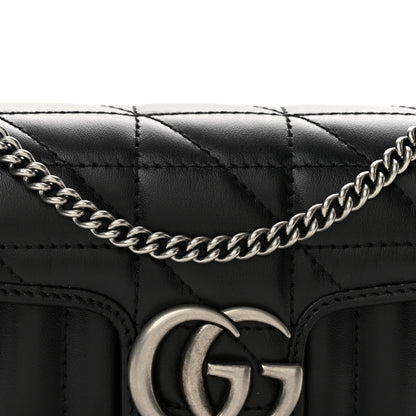 Gucci Calfskin Matelasse Aria Super Mini GG Marmont Shoulder Bag Black 8 of 11