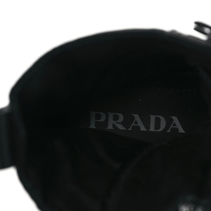 Prada Spazzolato Rois Nylon Metal Triangle Logo Monolith Pouch Pocket 55mm Boots 35.5 Black 12 of 18