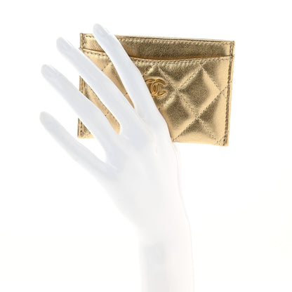 Chanel Metallic Lambskin Quilted CC Card Holder Gold 2 of 9