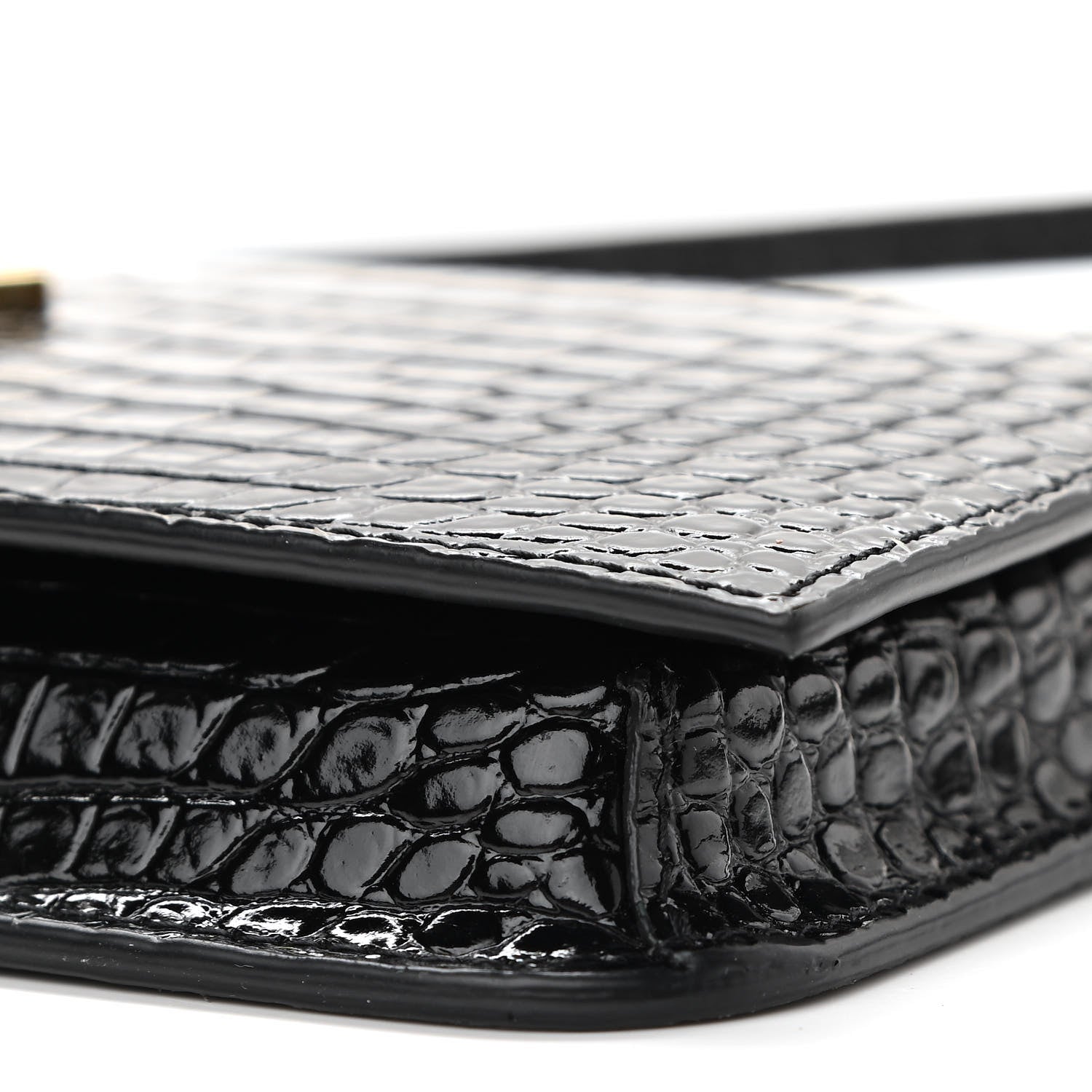 Saint Laurent Crocodile Embossed Monogram Phone Holder Crossbody Black 9 of 9