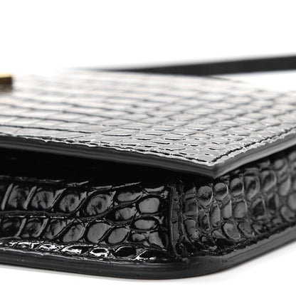 Saint Laurent Crocodile Embossed Monogram Phone Holder Crossbody Black 9 of 9