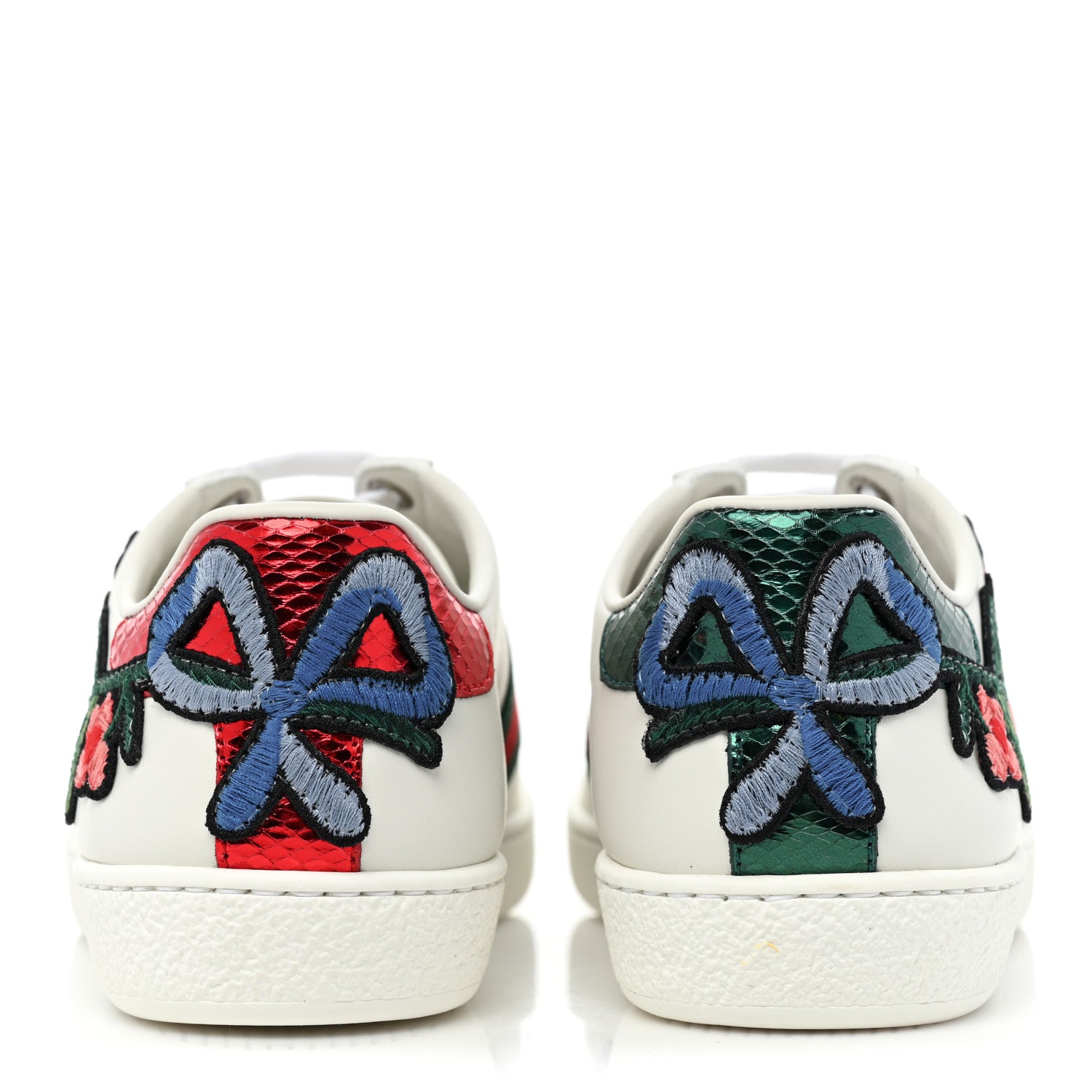 Gucci Calfskin Web Floral Embroidered Womens Ace Sneakers 36 White 4 of 10
