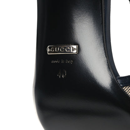 Gucci GG Monogram Malaga Kid Crystal Square G 75mm Slingback Pumps 40 Beige Blue 7 of 9