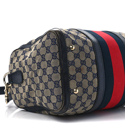 Gucci Monogram Selleria Calfskin Vintage Web Medium Boston Beige Blue 8 of 18