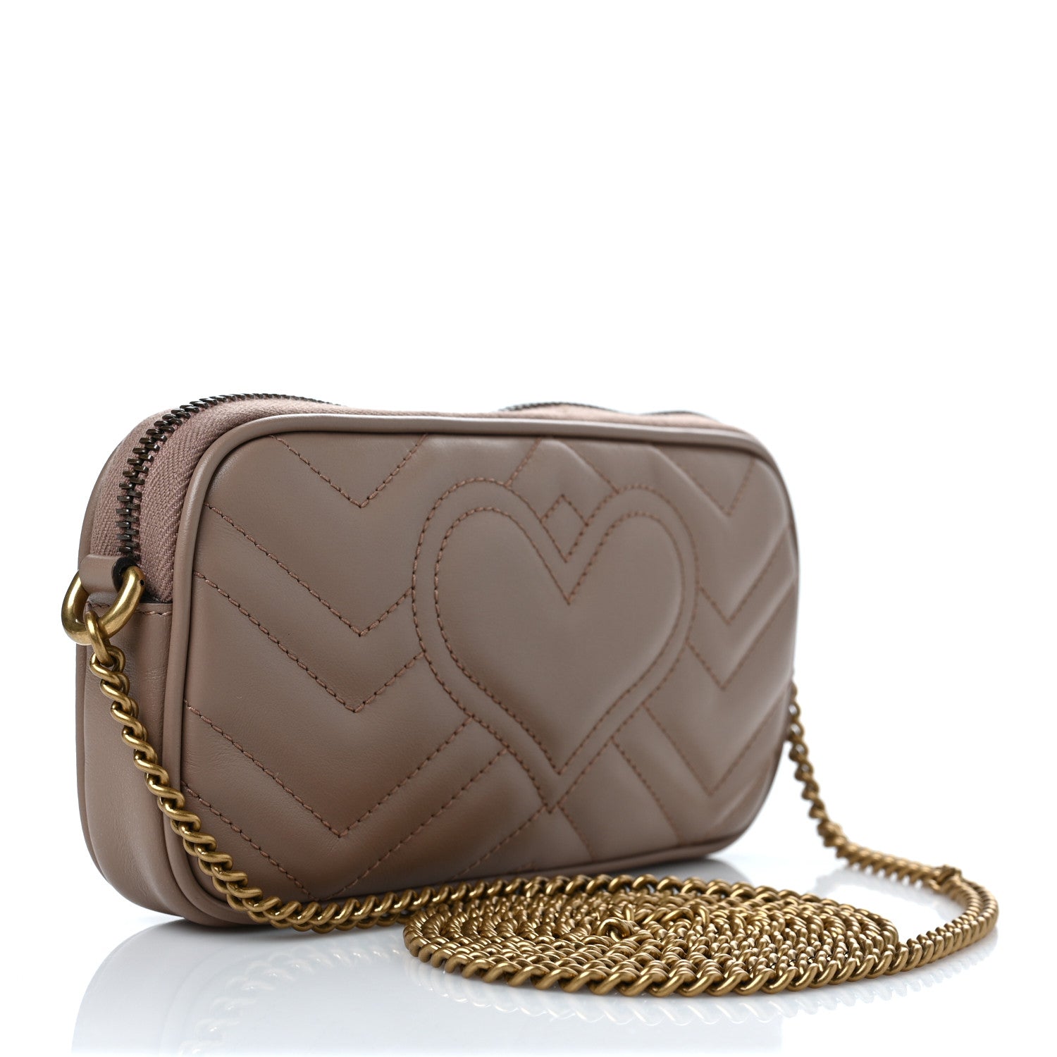 Gucci Calfskin Matelasse Mini GG Marmont Chain Crossbody Bag Porcelain Rose 3 of 10