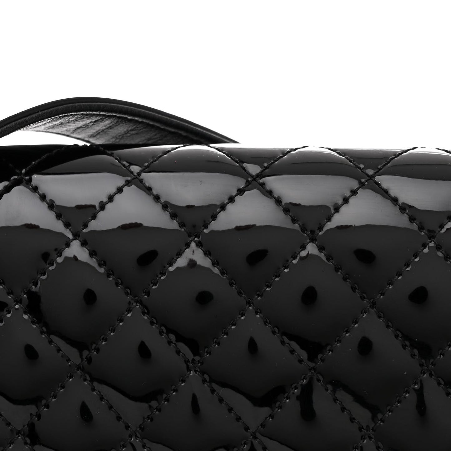 Patent Calfskin Quilted Boy Clutch With Removable Chain Black
