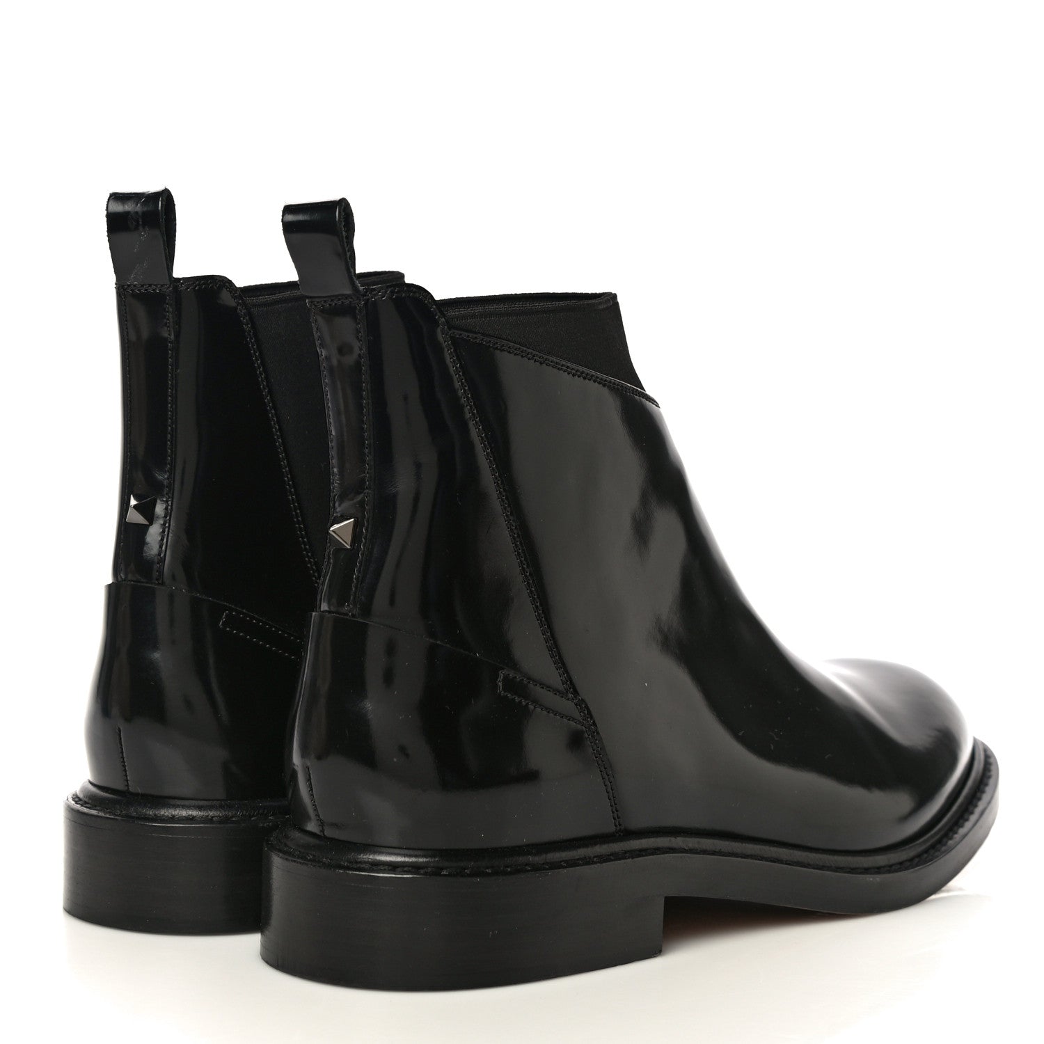 Valentino Garavani Patent Calfskin Rockstud Chelsea Ankle Boots 41 Black 4 of 12