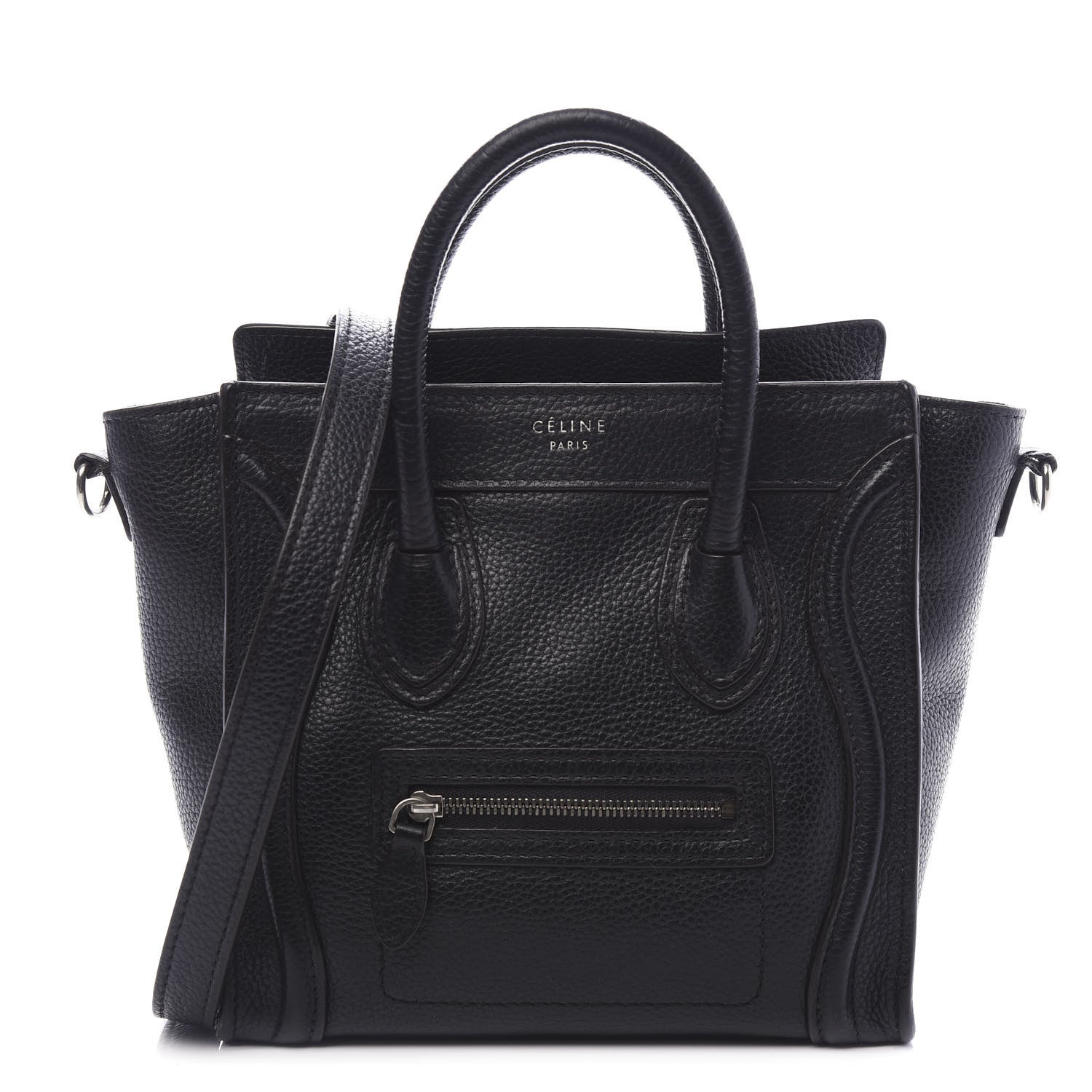 Celine Drummed Calfskin Nano Luggage Black 1 of 11