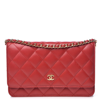Chanel Lambskin Quilted Wallet On Chain WOC Red 1 of 11