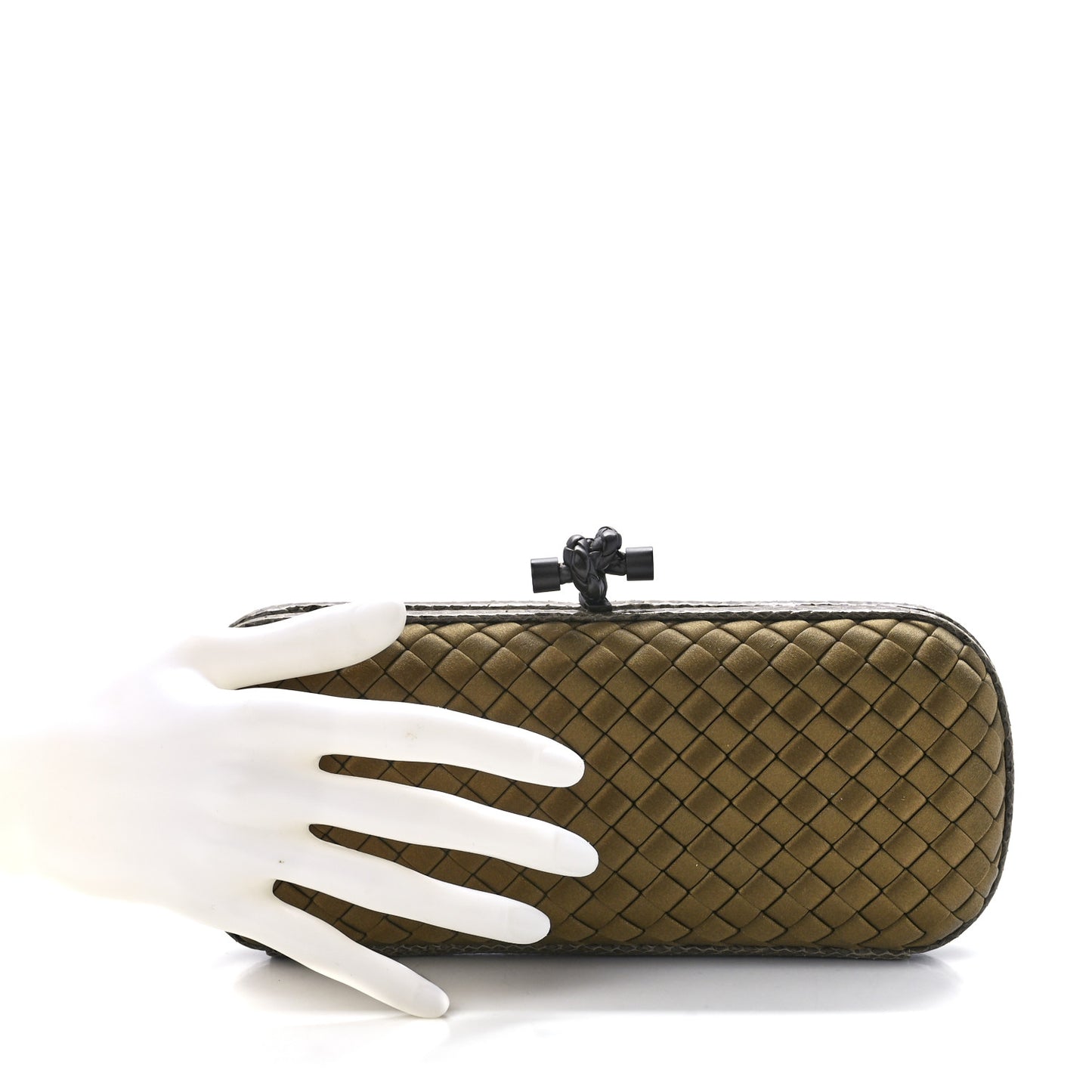 Satin Intreccio Impero Ayers Stretch Knot Clutch Light Brown