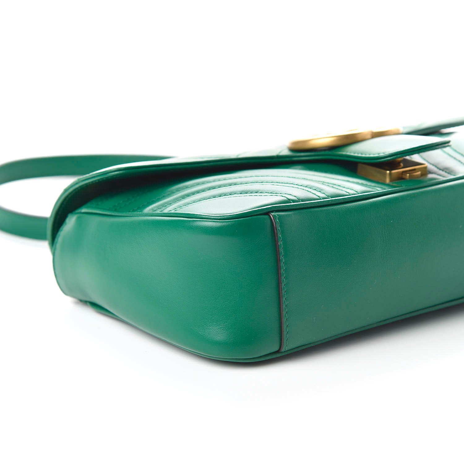 Gucci Calfskin Matelasse Small GG Marmont Shoulder Bag Emerald Green 6 of 10