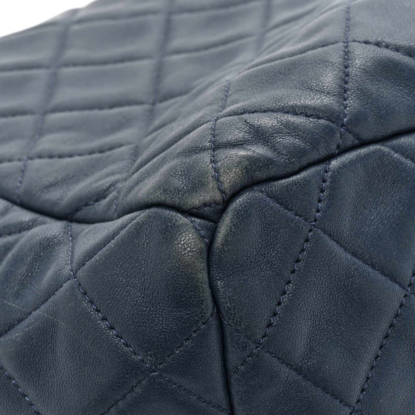 Lambskin Quilted CC Chain Drawstring Tote Blue