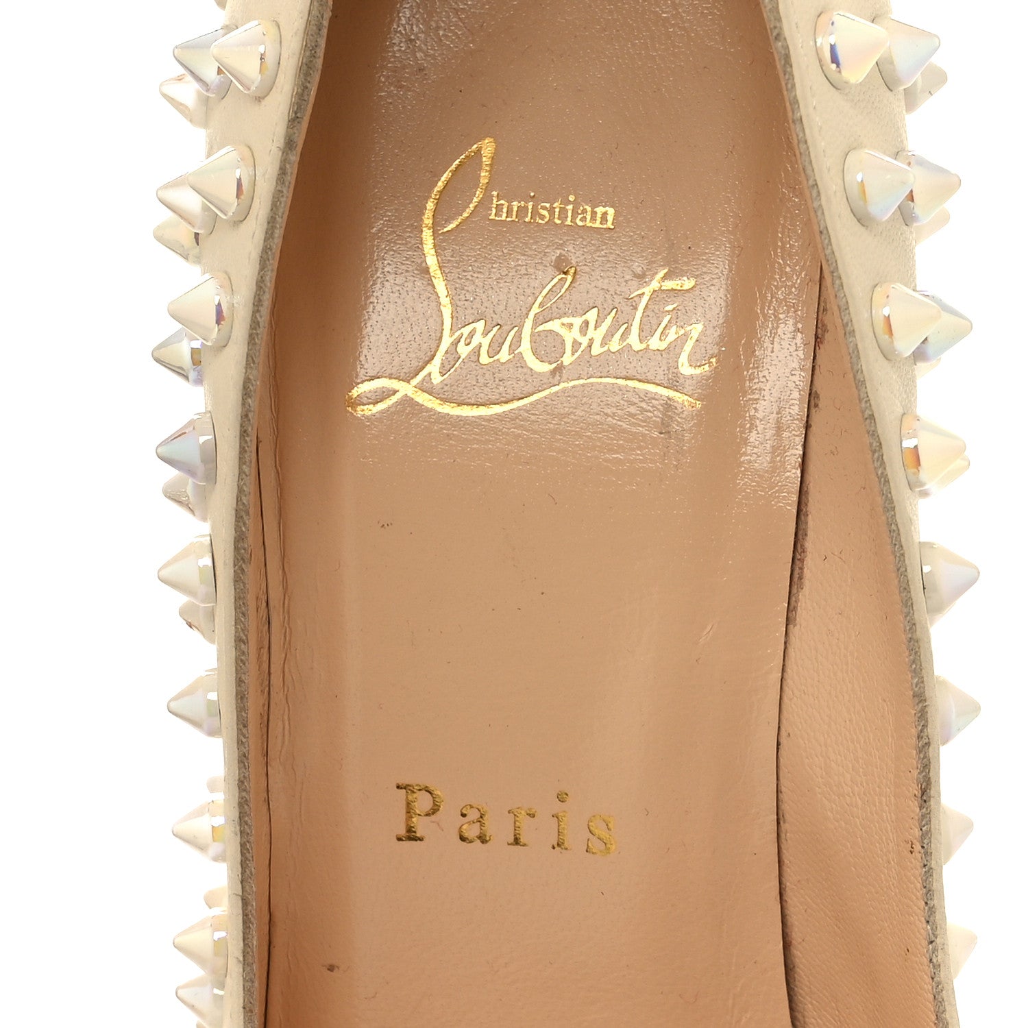 Christian Louboutin Patent Follies Spikes 100 Pumps 35.5 White 7 of 8