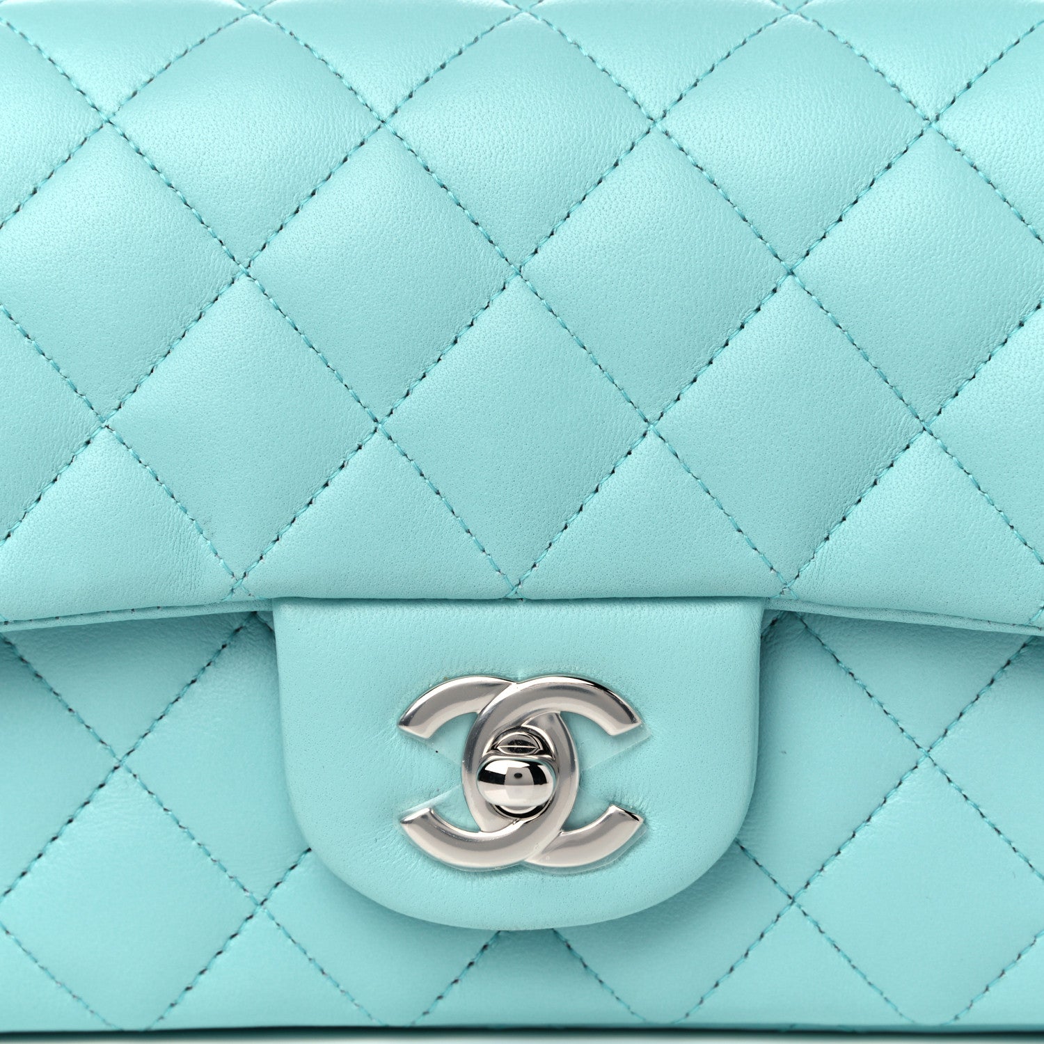 Chanel Lambskin Quilted Mini Rectangular Flap Light Blue 8 of 13