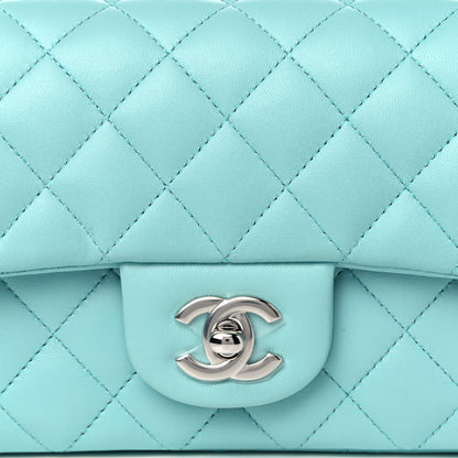 Chanel Lambskin Quilted Mini Rectangular Flap Light Blue 8 of 13