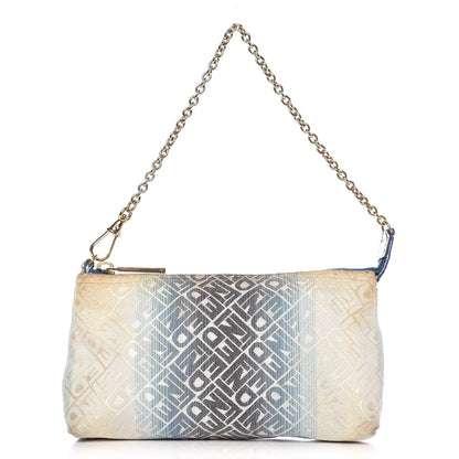 Fendi Canvas Ombre Logo Chain Strap Pochette Blue White 1 of 16