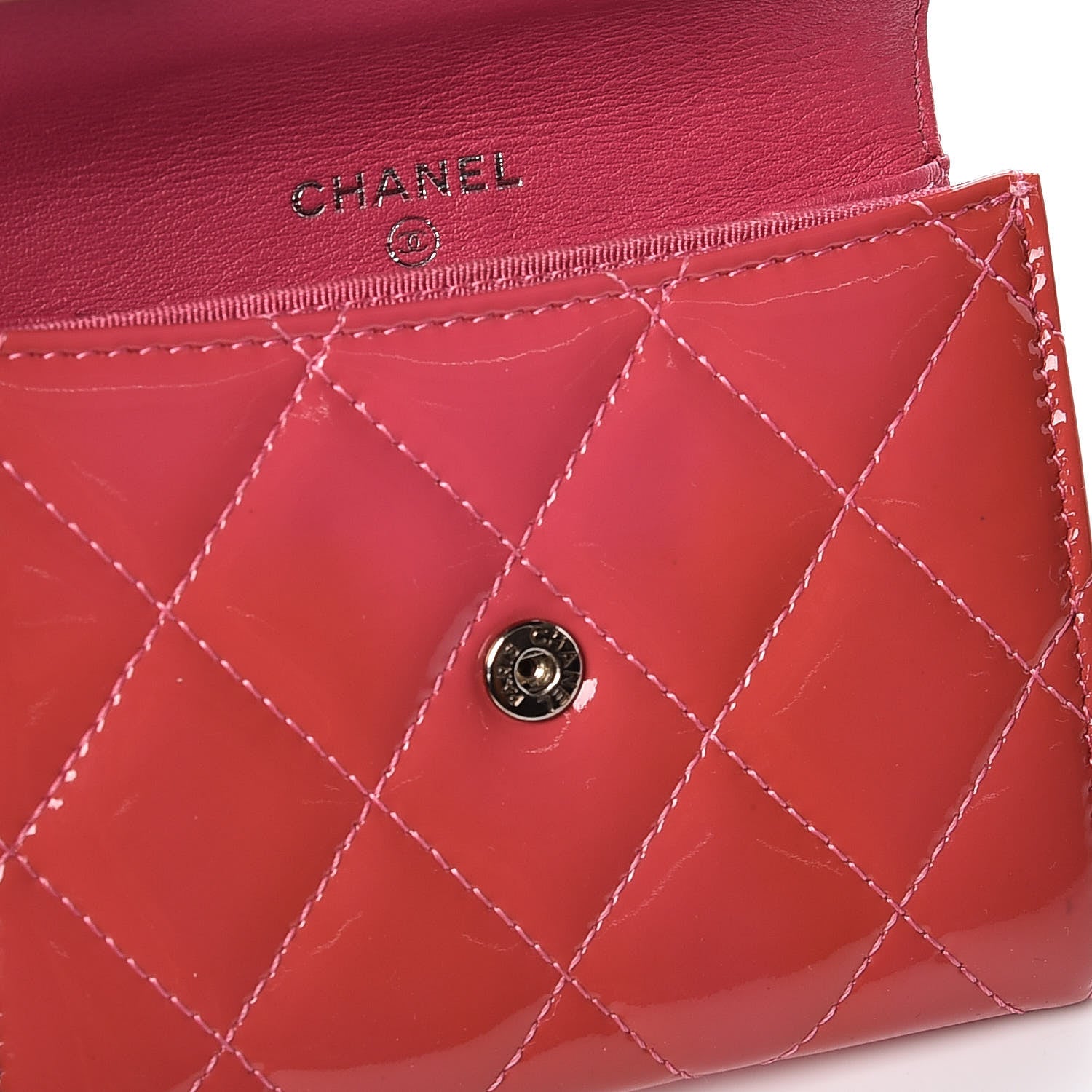 Chanel Patent Quilted Card Holder Pink 13 of 13