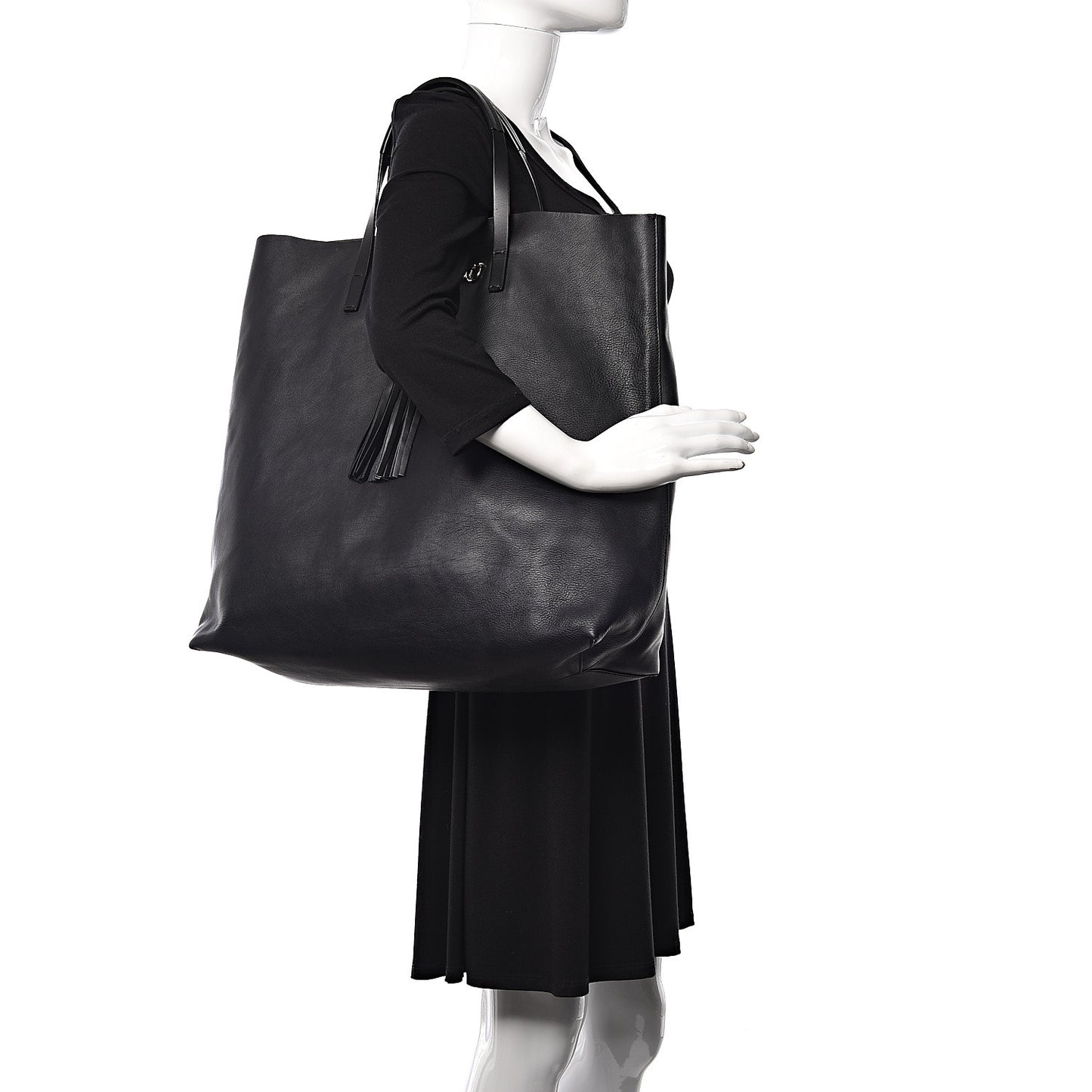 Calfskin Large Horsebit Tote Black
