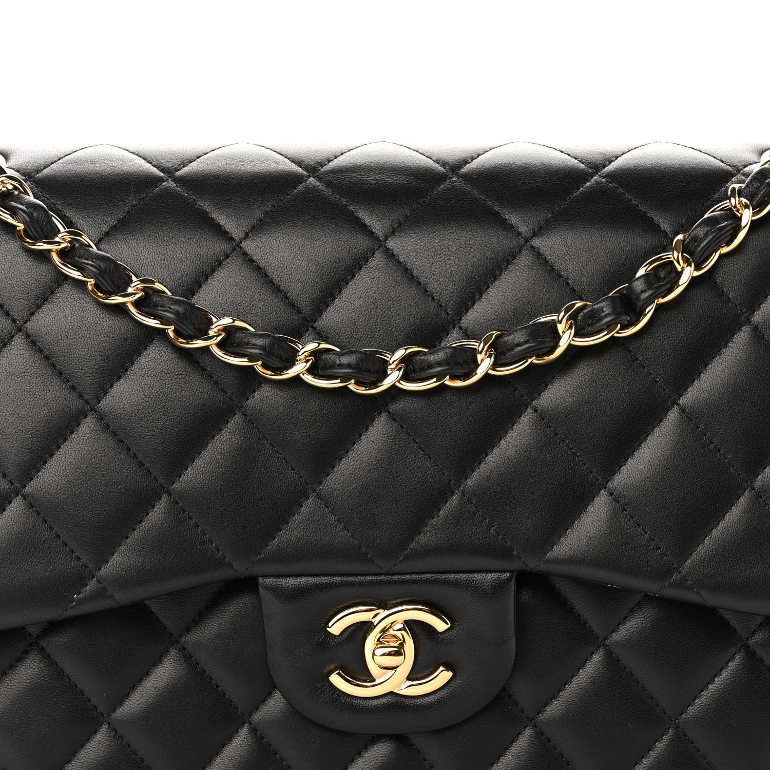 Chanel Lambskin Quilted Jumbo Double Flap Black 8 of 11