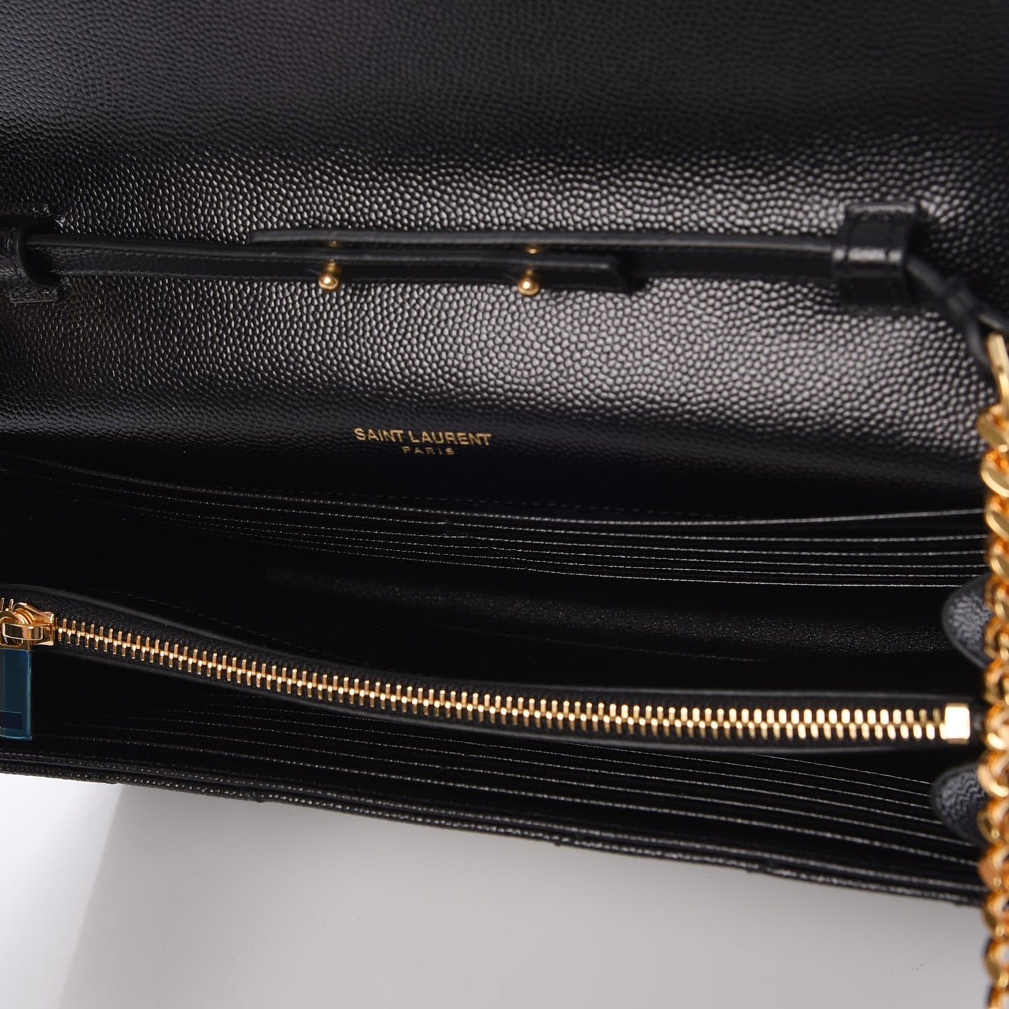 Grain De Poudre Matelasse Chevron Monogram Chain Wallet Black