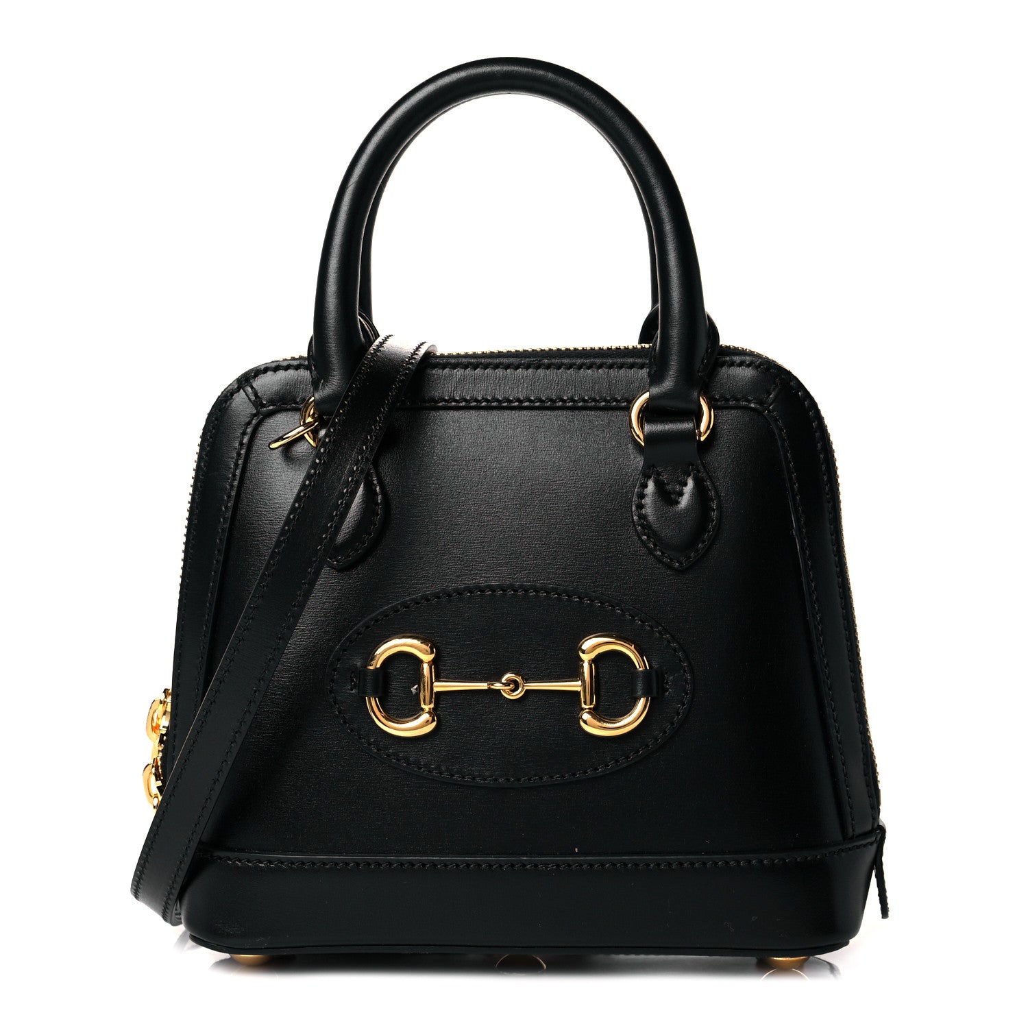 Gucci Boarded Plutone Calfskin Mini Horsebit 1955 Top Handle Bag Black 1 of 11