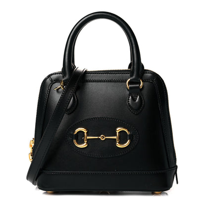 Gucci Boarded Plutone Calfskin Mini Horsebit 1955 Top Handle Bag Black 1 of 11