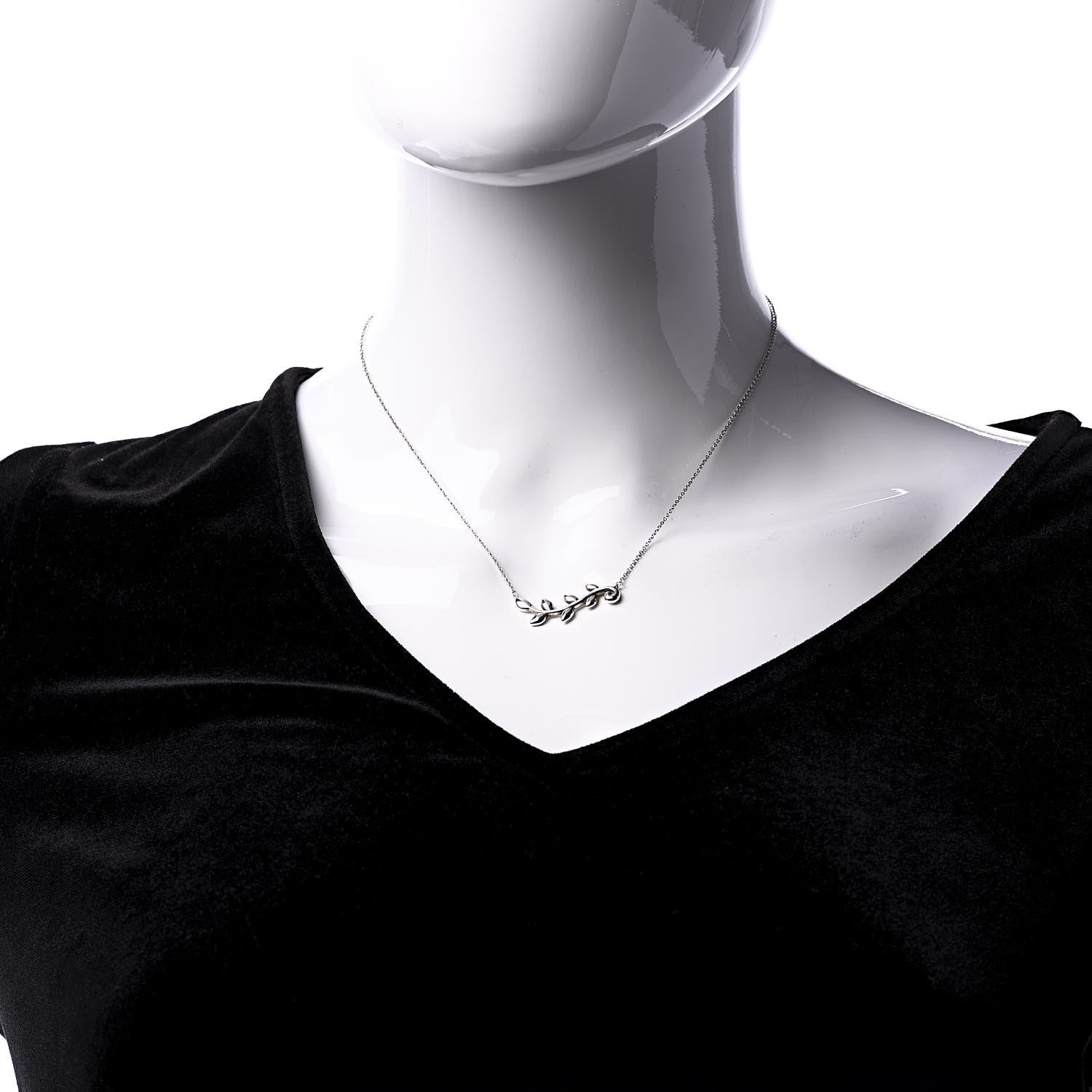 Tiffany Sterling Silver Paloma Picasso Olive Leaf Vine Pendant Necklace 2 of 7