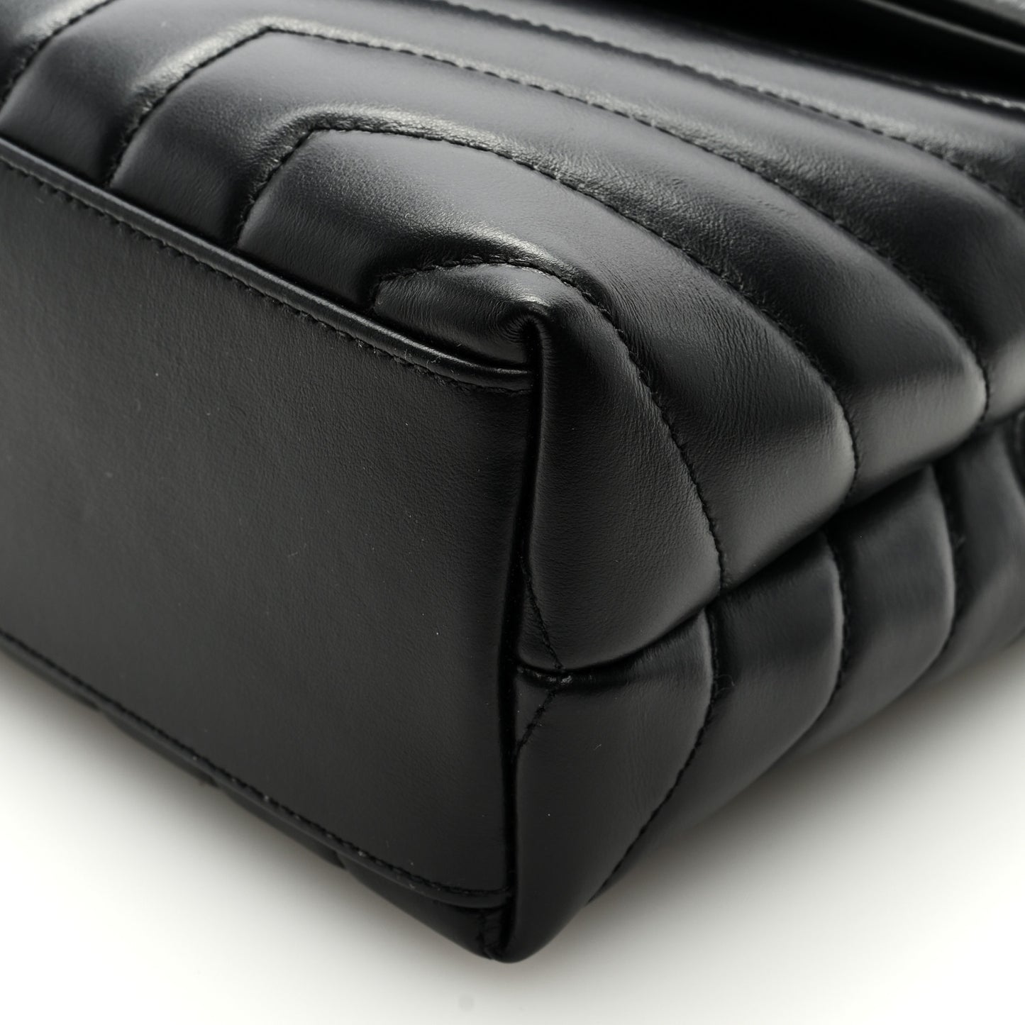Calfskin Y Quilted Monogram Small Loulou Chain Satchel Black