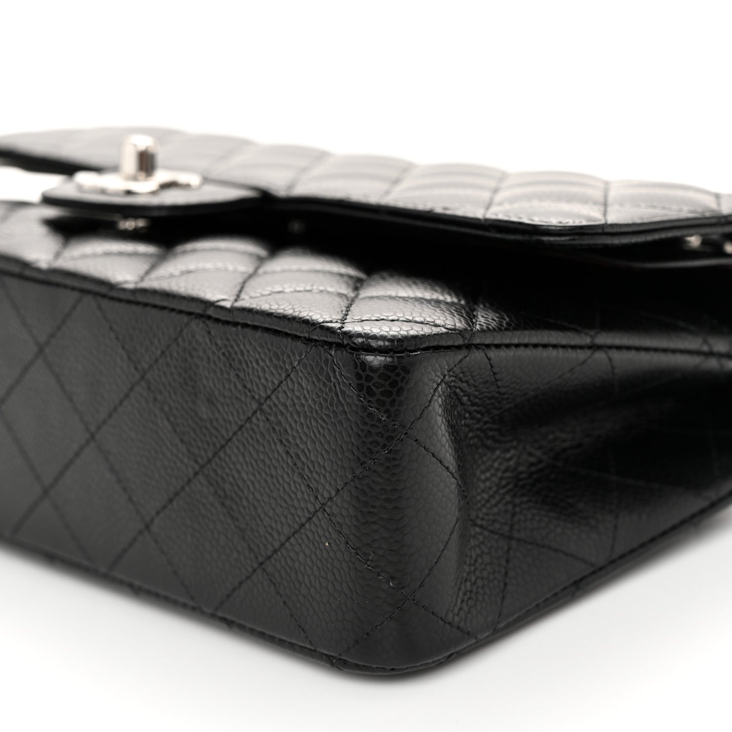 Caviar Quilted Medium Double Flap Black