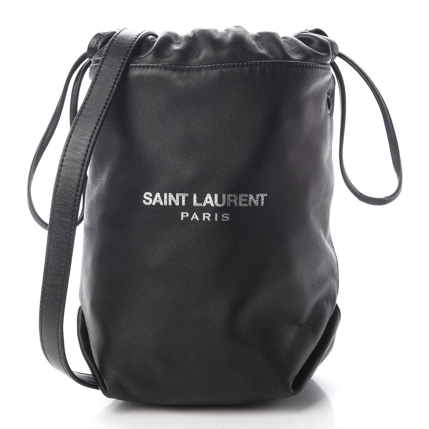 Lambskin Small Teddy Bucket Bag Black