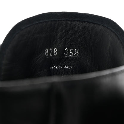 Prada Vitello Lux Nylon Metal Triangle Logo Monolith Pouch Pocket 55mm Tall Combat Boots 35.5 Black 6 of 12