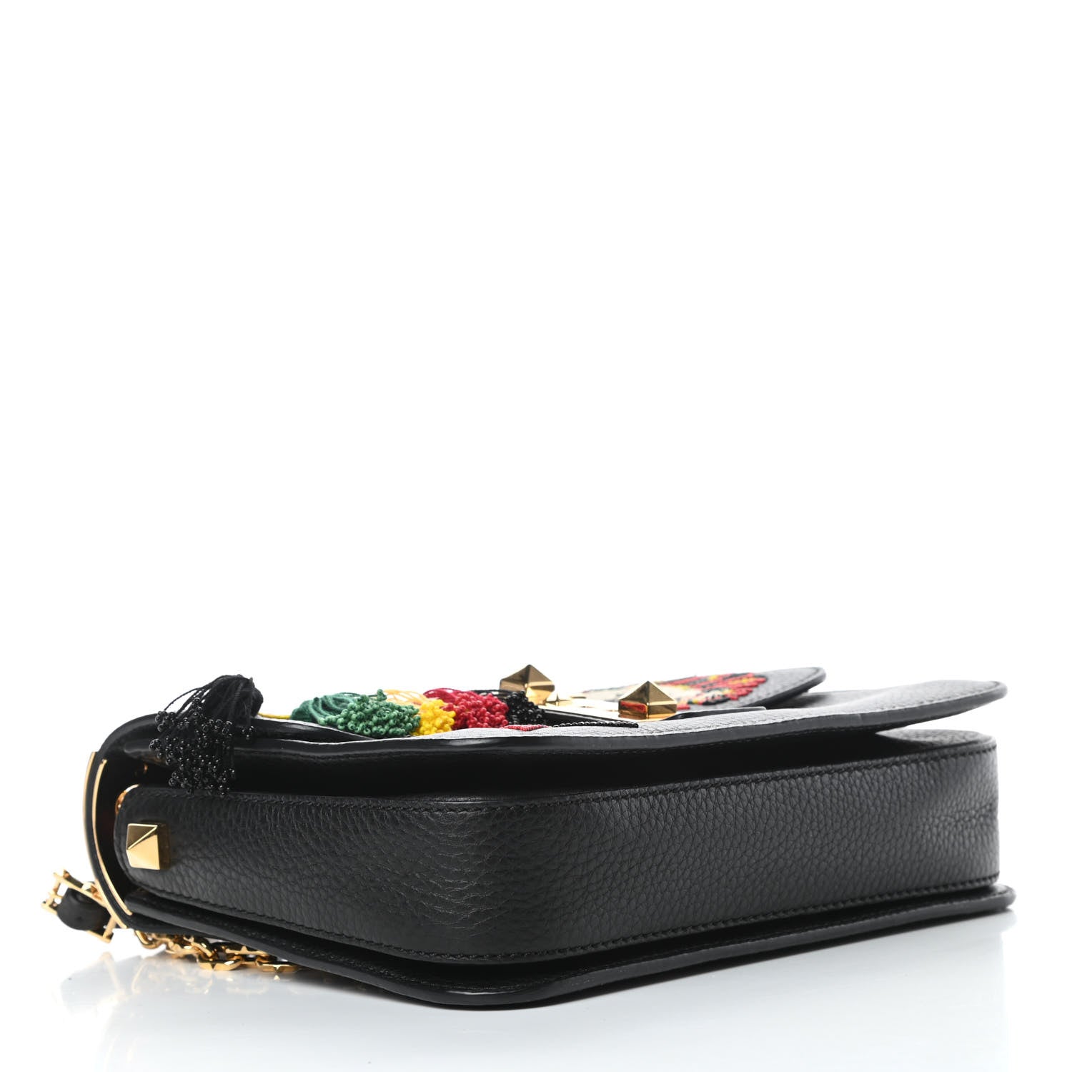 Valentino Garavani Pebbled Calfskin Jamaican Beaded B-Rockstud Shoulder Bag Black 4 of 12