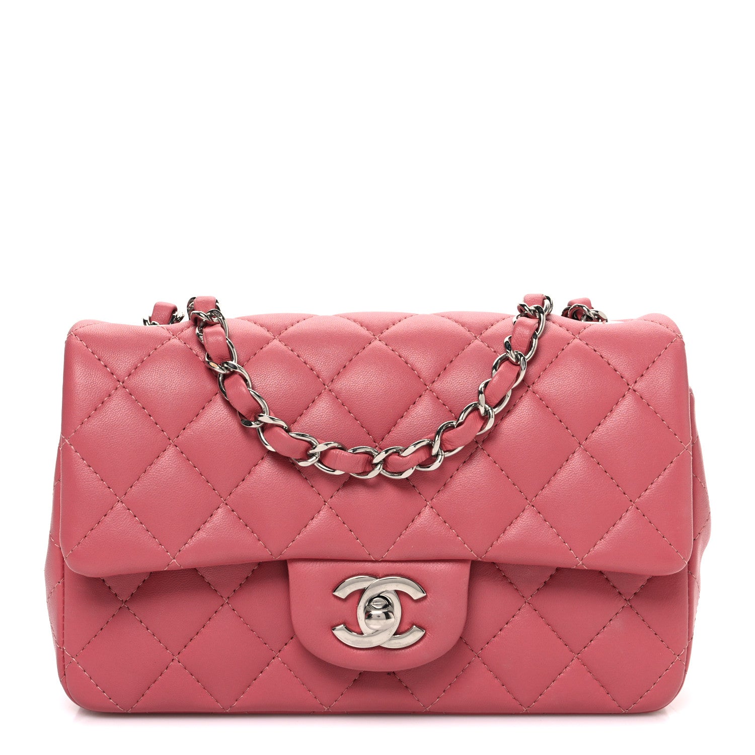 Chanel Lambskin Quilted Mini Rectangular Flap Pink 1 of 10