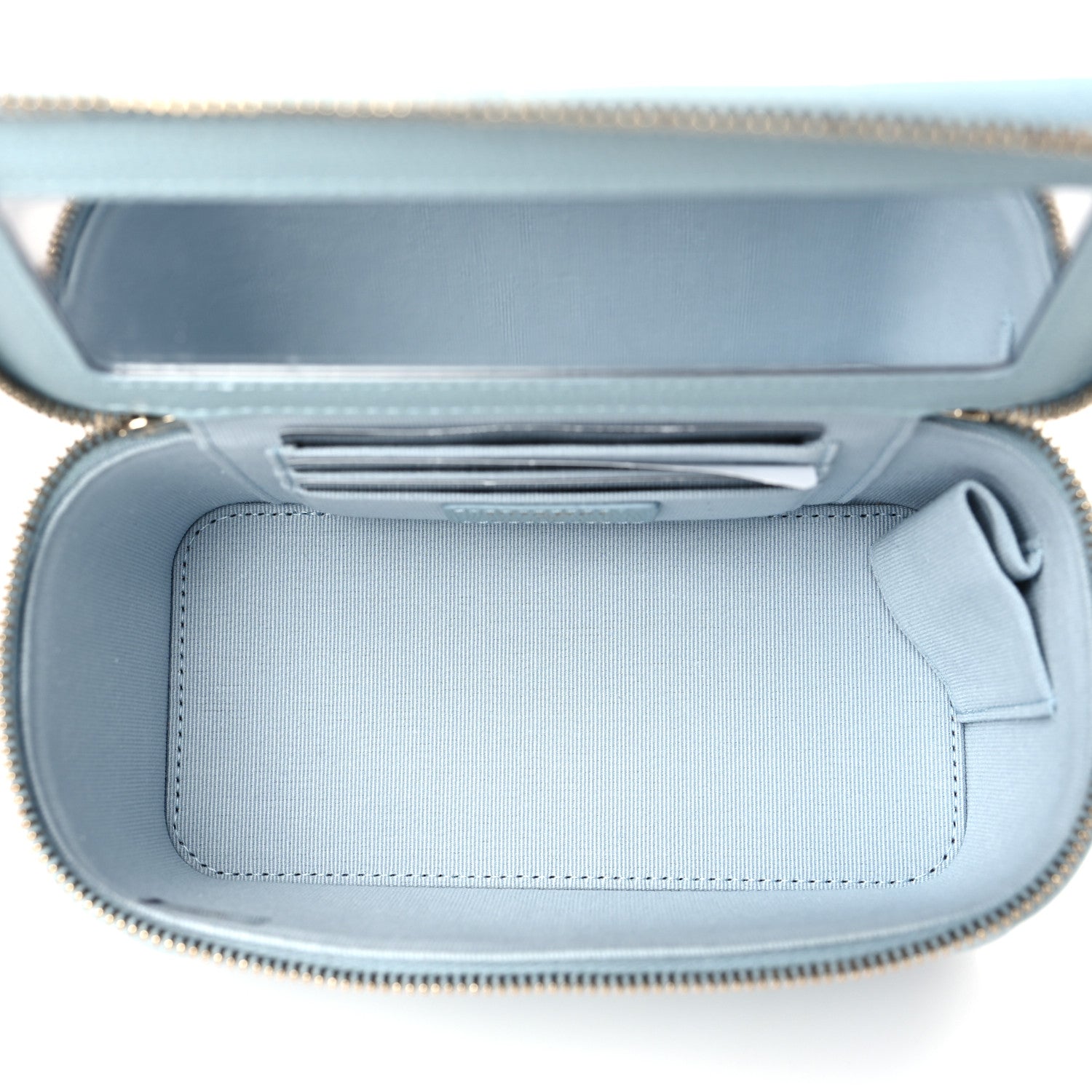 Chanel Caviar Quilted Small Tiny CC Vanity Case With Chain Light Blue 5 of 10