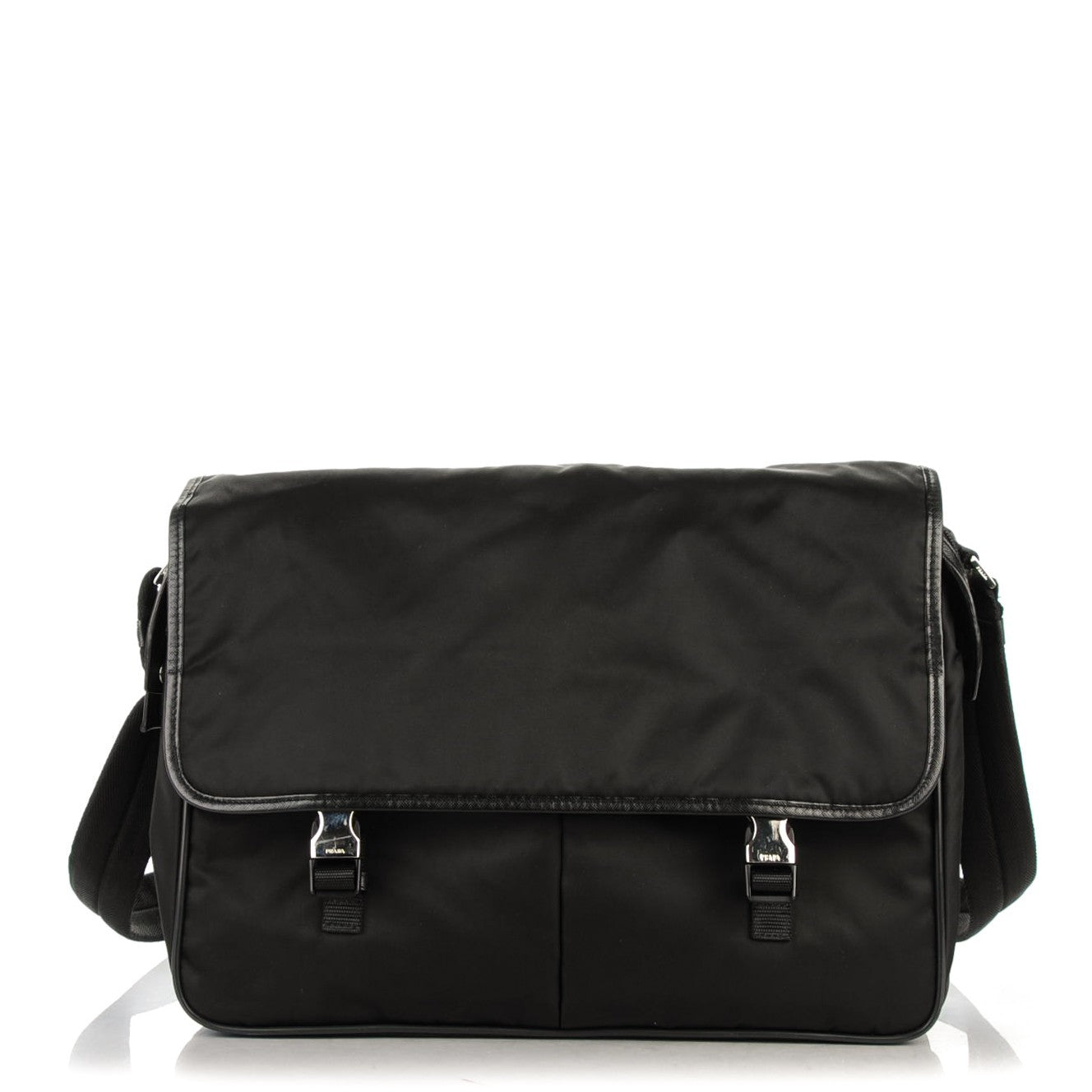 Tessuto Nylon Saffiano Messenger Bag Nero Black