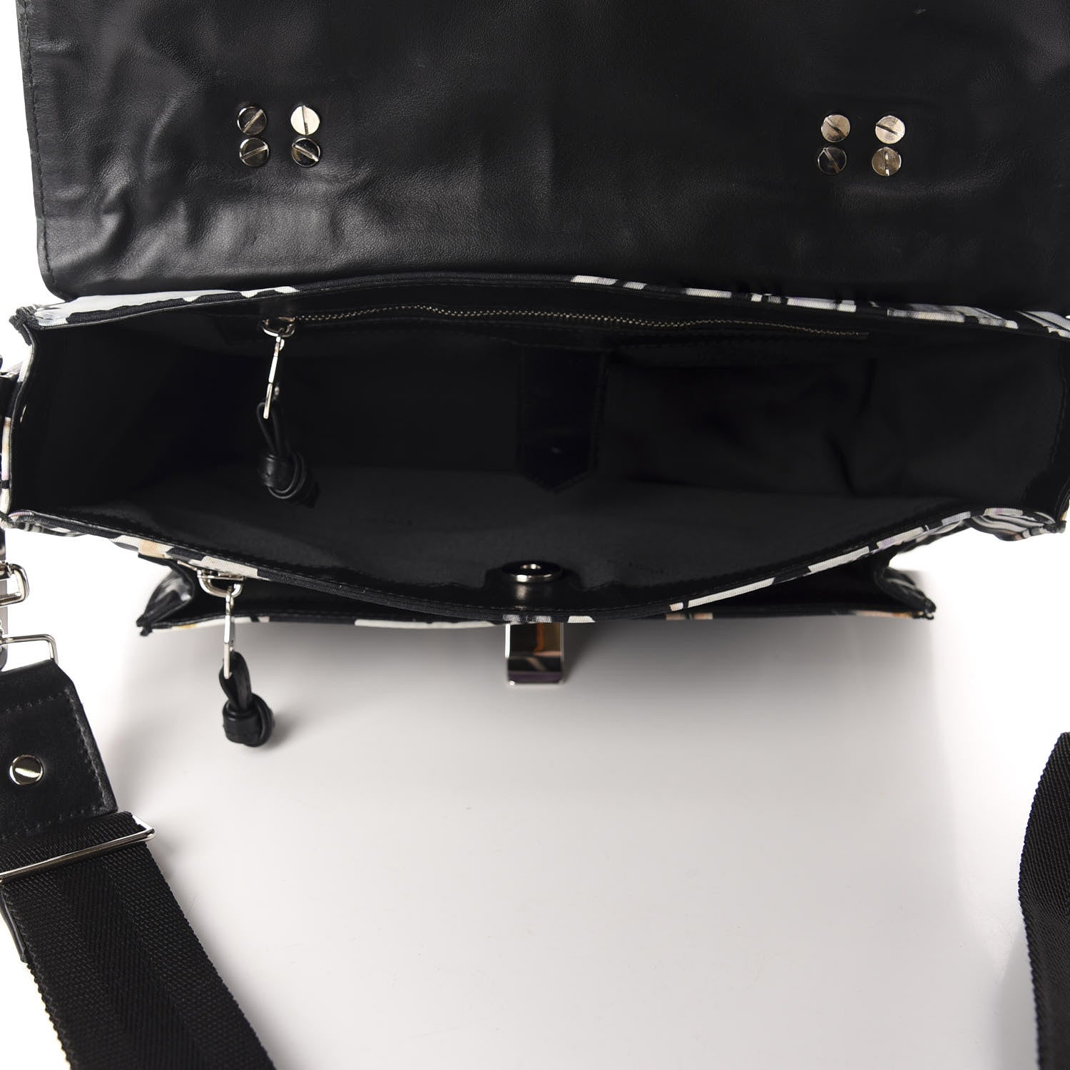 Proenza Schouler Nylon Floral Printed Medium PS1 Satchel Black White 5 of 11