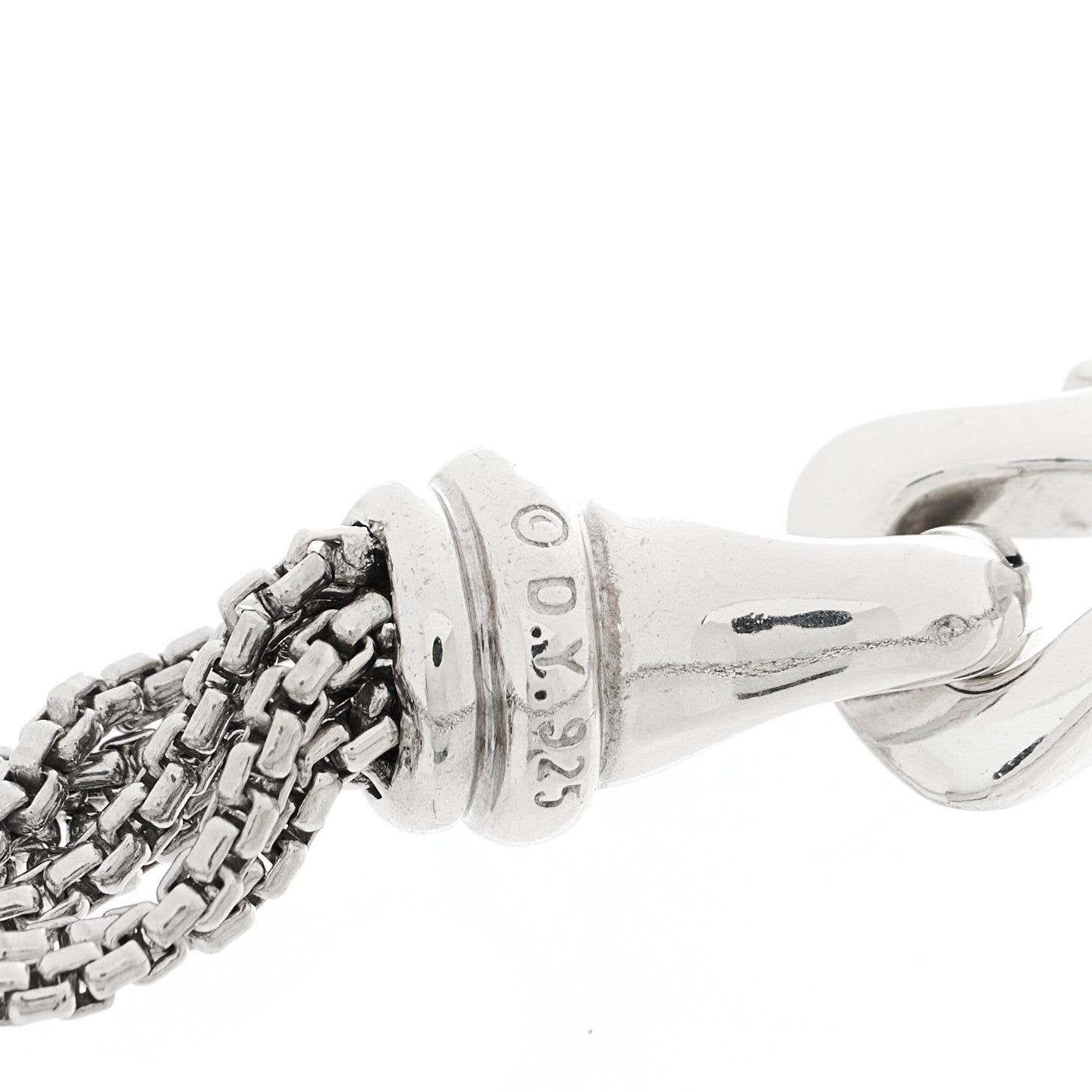 David Yurman Sterling Silver Diamond Pave Bead Multi Strand Bracelet 3 of 4