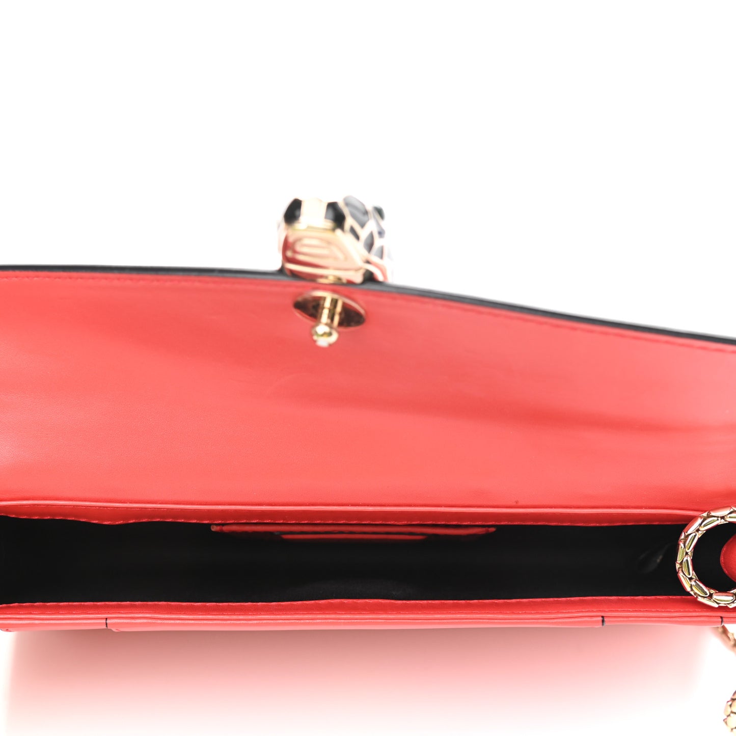Calfskin Serpenti Forever Flap Clutch Ruby Red