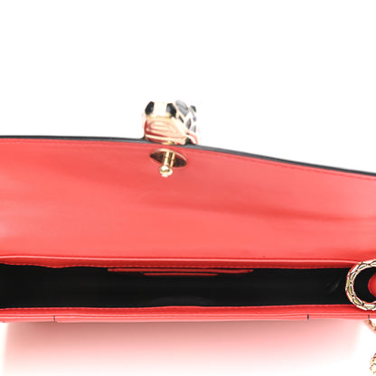 Bulgari Calfskin Serpenti Forever Flap Clutch Ruby Red 5 of 12