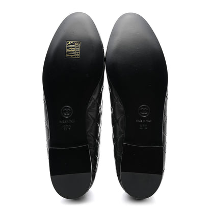 Chanel Aged Calfskin Quilted CC Cap Toe Ballerina Flats 37 Black 5 of 8