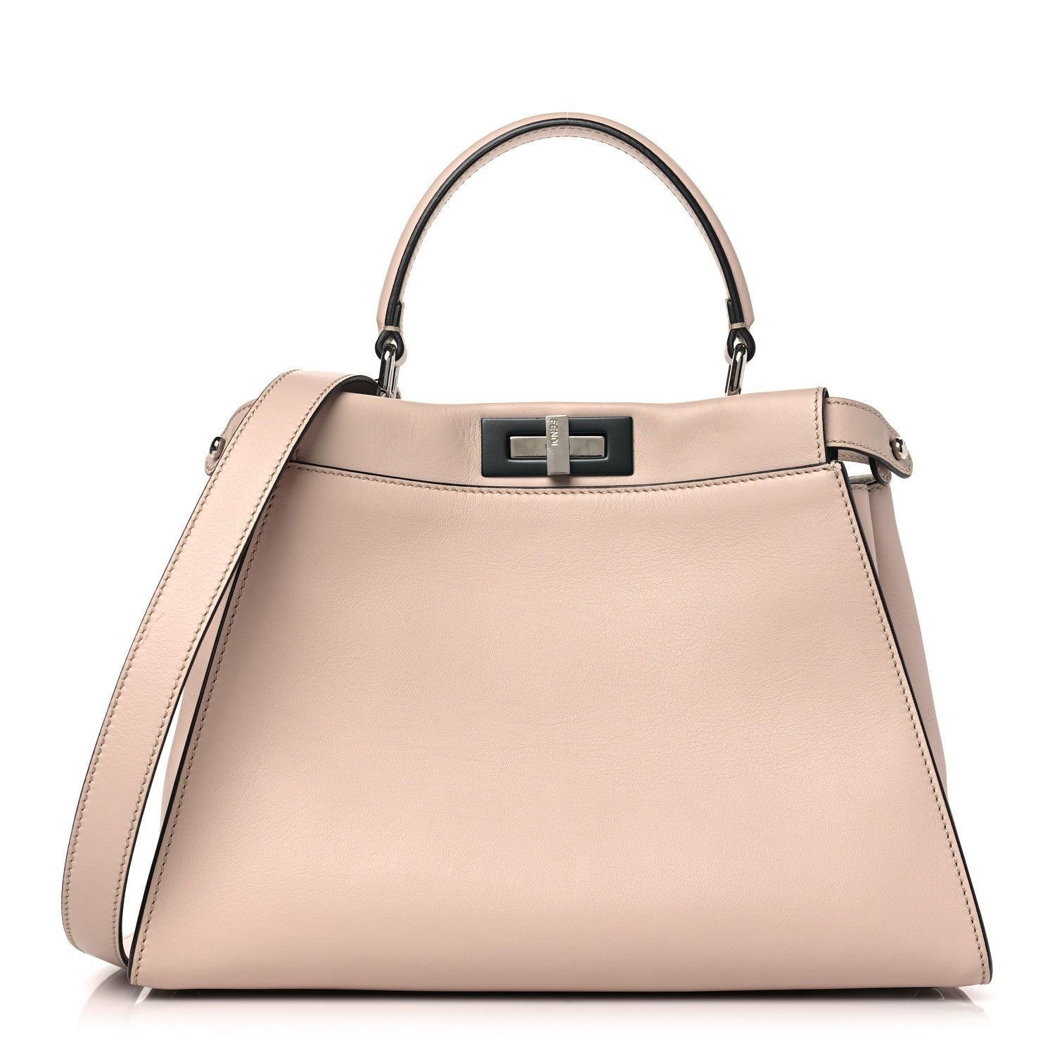 Fendi Vitello Seta Shiny Nappa Medium Peekaboo Iconic Satchel Soap Opale 1 of 10