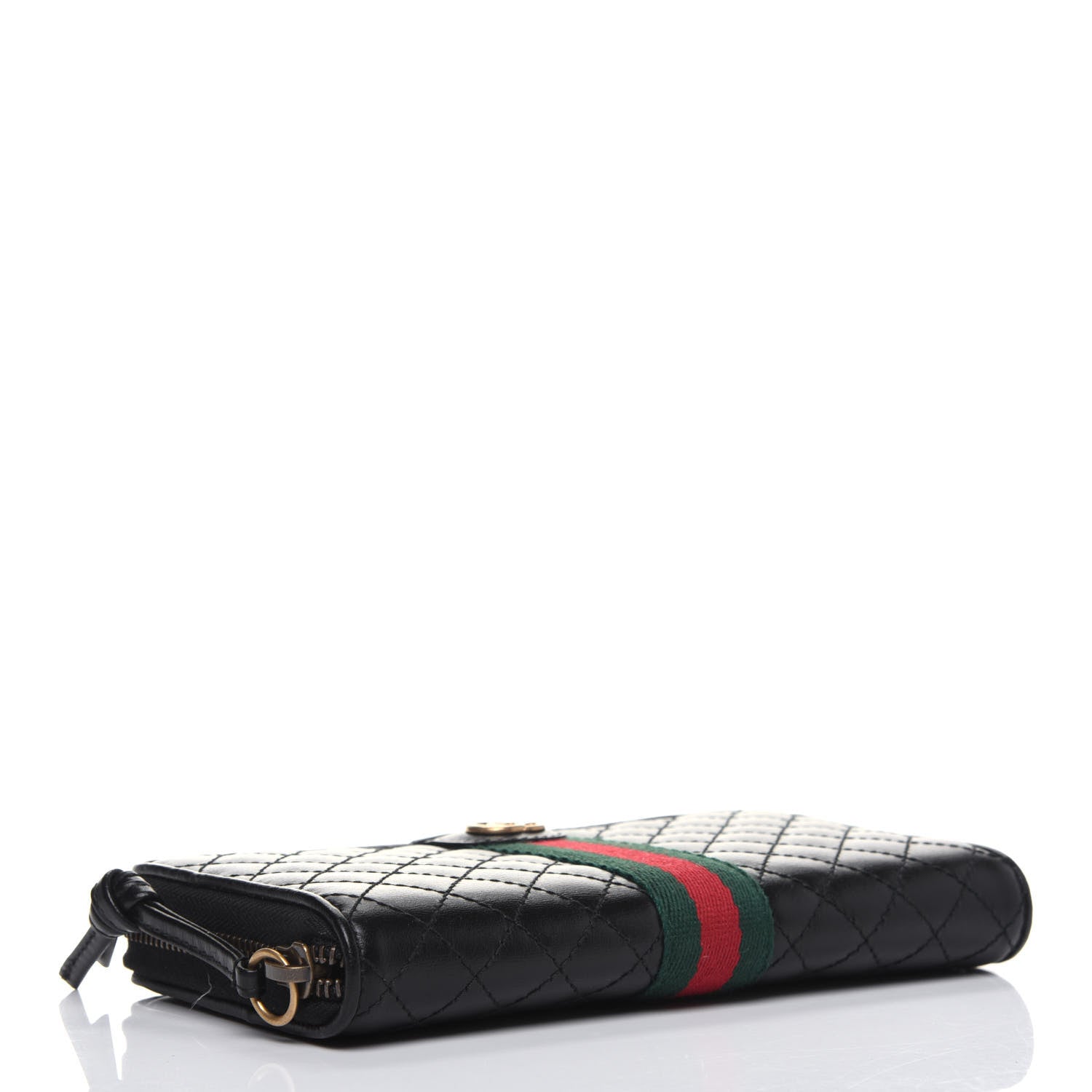 Gucci Calfskin Web Trapuntata GG Zip Around Wallet Black 4 of 11