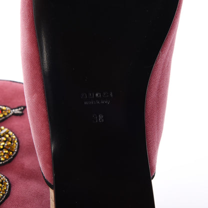 Gucci Velvet Embellished Evening Slippers 38 Pink 6 of 8