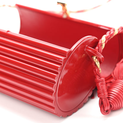 Saint Laurent Ribbed Plexiglass Lambskin Fringe Monogram Opium Box Bag Red 10 of 10