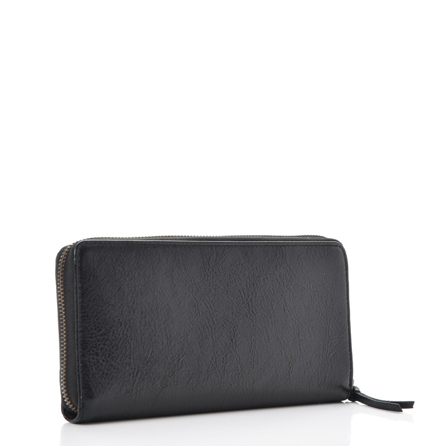 Balenciaga Agneau Classic Silver Hardware Continental Zip Around Wallet Black 3 of 8