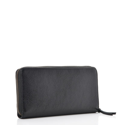 Balenciaga Agneau Classic Silver Hardware Continental Zip Around Wallet Black 3 of 8