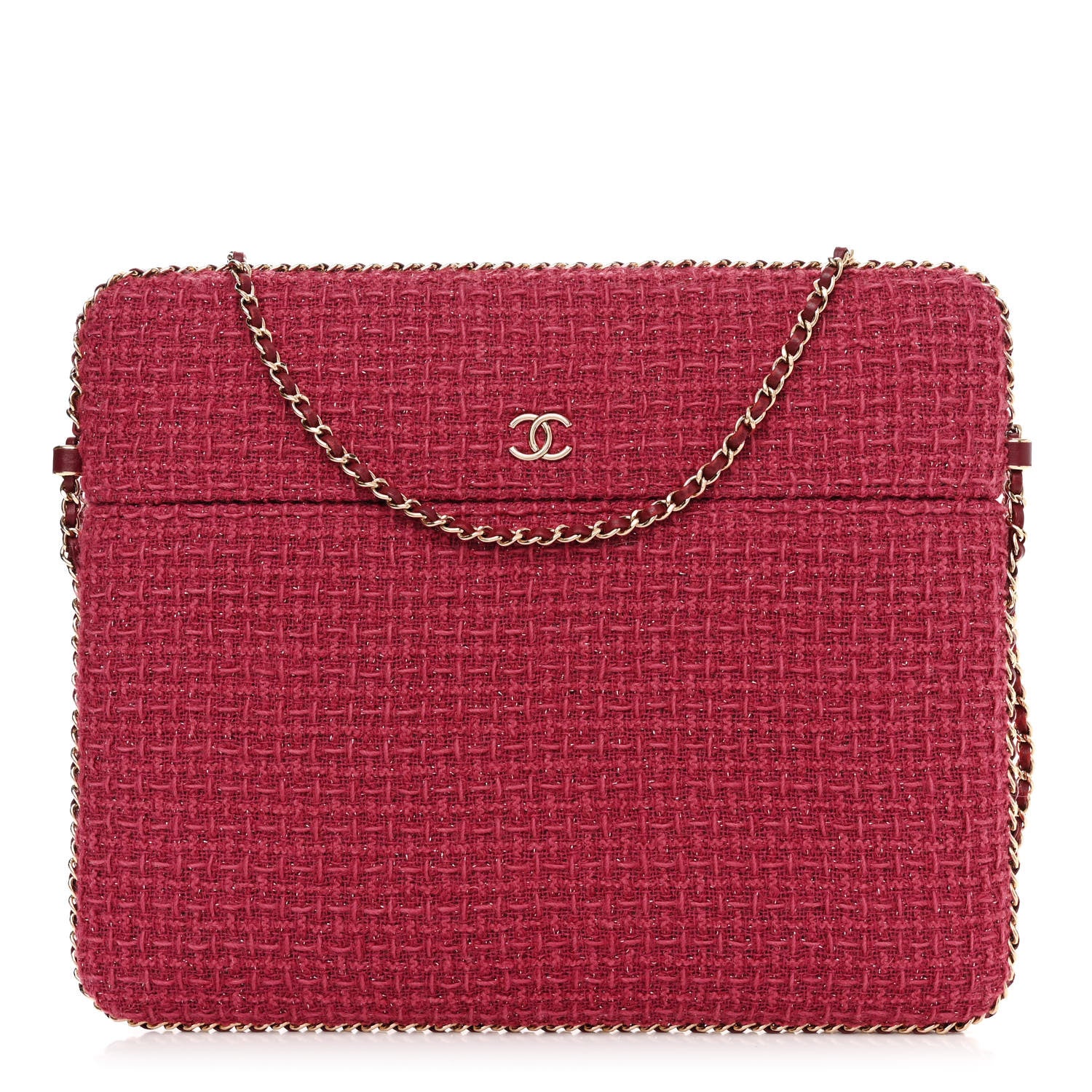 Chanel Tweed Chain Around Tablet Holder Crossbody Pink 1 of 13