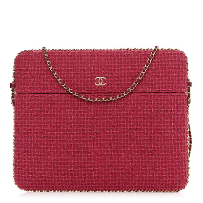 Chanel Tweed Chain Around Tablet Holder Crossbody Pink 1 of 13