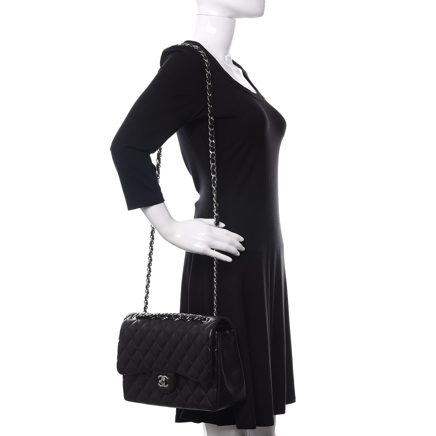 Chanel Lambskin Quilted Jumbo Double Flap Black 2 of 10