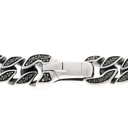 David Yurman Sterling Silver Black Diamond 8mm Curb Chain Necklace 4 of 6